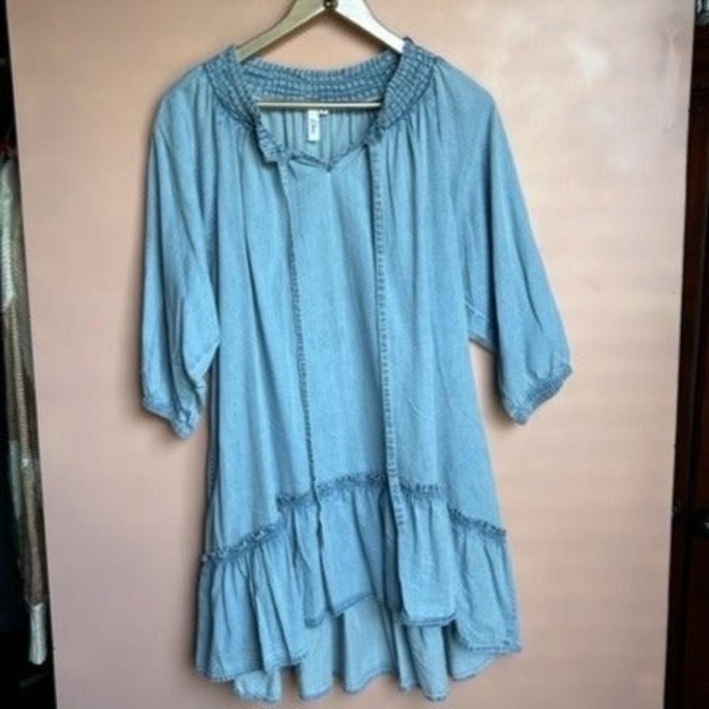 ELAN Chambray Tunic Dress